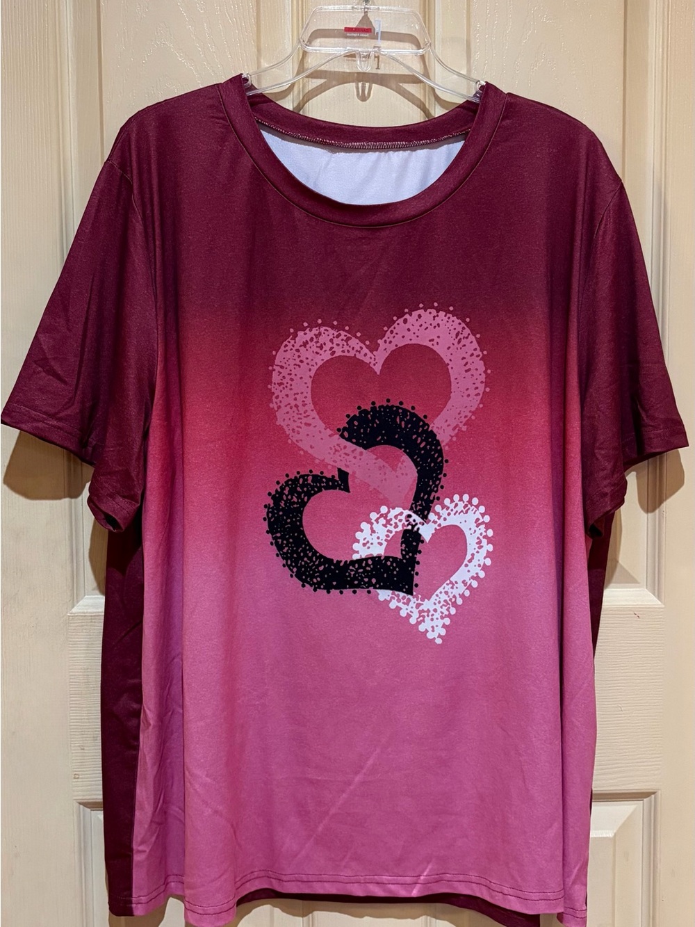 Pink & Burgundy Heart Graphic Tee, Size 3XL